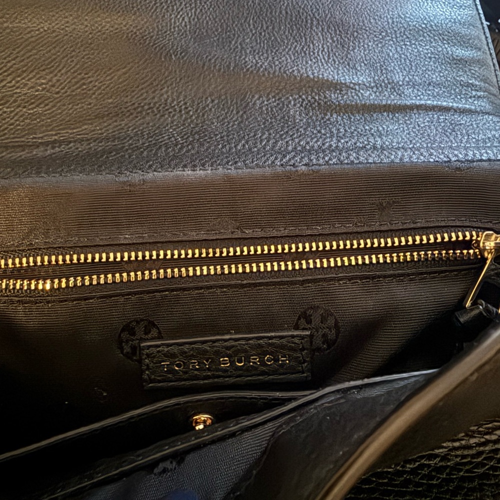 Tory Burch Black Embossed Shoulder Bag - Picture 7 of 11